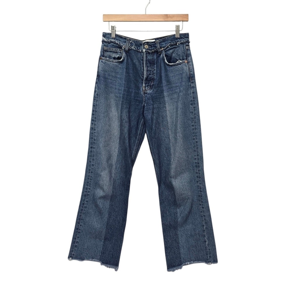 Reformation Reconstructed High Rise Straight Jeans Blue Two-Tone Size 27